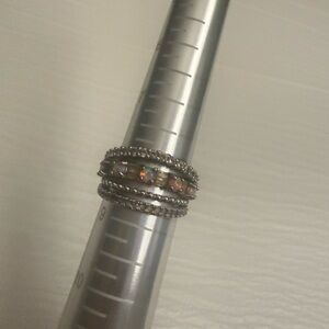 Bomb Party Luxe Layers Ring Size 8 Opalescent Silver Tone